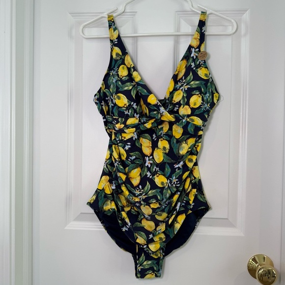 Niptuck One Piece Lemon Print Swimsuit Size 8 - Picture 2 of 9